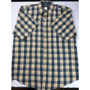 Wrangler TwentyX Mens Short Sleeve Plaid Western Button Down Shirt Blue XL